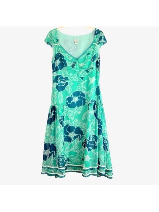 Odille Dresses & Skirts - Odille 100 Silk Sheer Drop Waist Dress 6 Teal Floral Velvet Lace 90s Whimsigoth